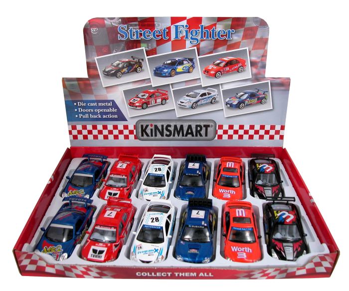 KINSMART – Street Figther – Modellino 12,5cm c/porte apribili – c/pull-back and go In espo da 12pz (42,5x28cm) 6ass…x12…x48